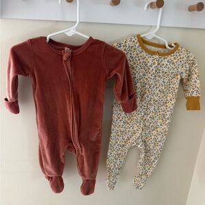 0-3M- Cozy Kids One Piece Set - Rust and Floral